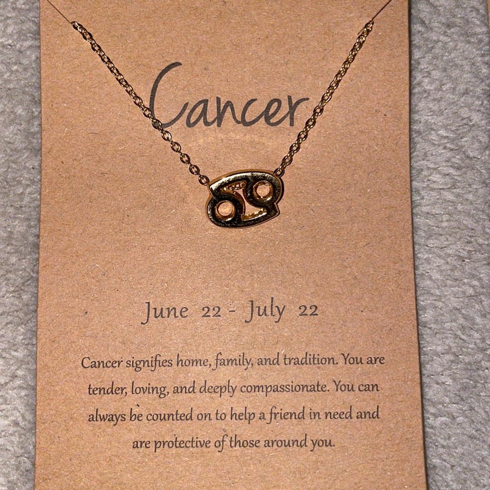 Gold Cancer Zodiac Sign Necklace